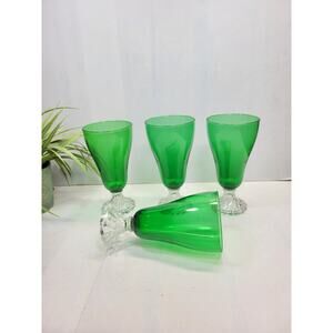 4 Vintage Burple Ice Tea Goblets Forest Green Anchor Hocking Boopie Glasses